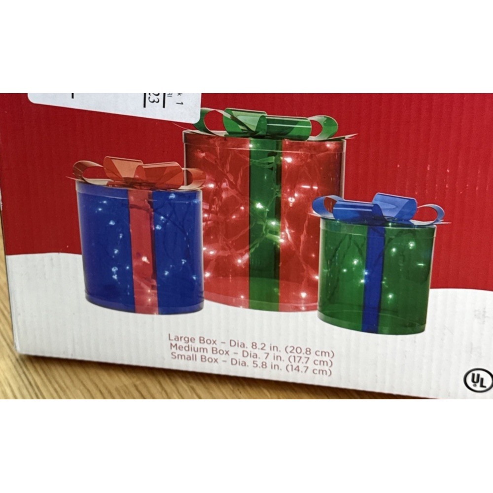 Holiday Style Set Of 3 Lighted Gift Boxes Lg Med Small Christmas